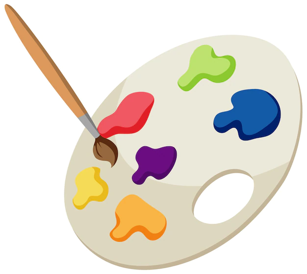 Aprender a pintar: una paleta de colores y pincel.