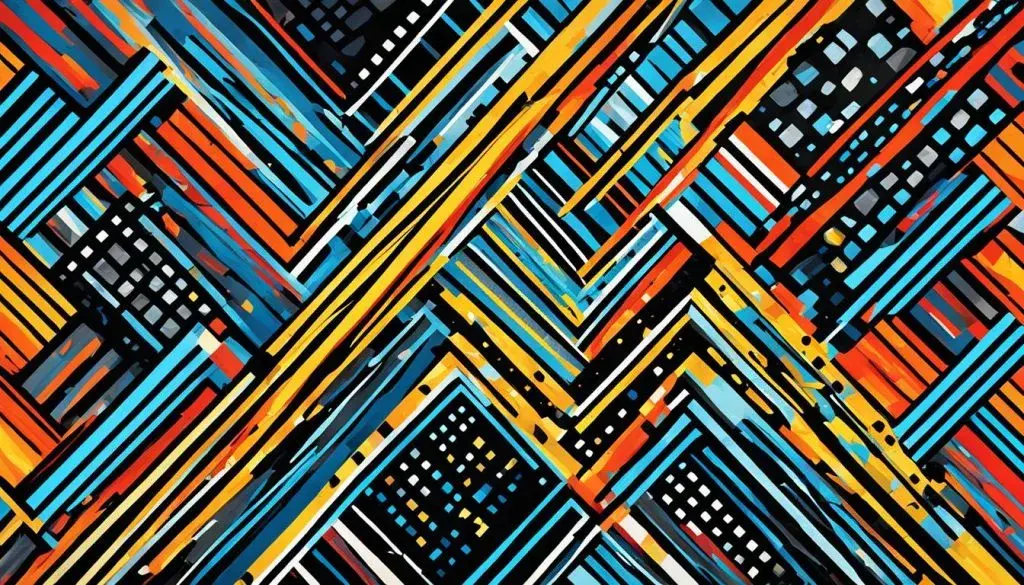 Ejemplo de un cuadro abstracto con colores vivos y figuras geométricas. Aprender a Pintar Arte Abstracto- Guía Fácil. 