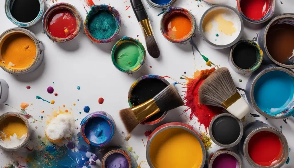 Aprender a pintar con acuarela: Imagen con varios botes de pinturas y pinceles.